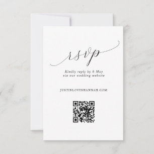 Einfache Romantische SkriptWedding QR Code RSVP Karte