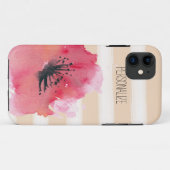 Einfache romantische Streifen mit Blumen Case-Mate iPhone Hülle (Rückseite (Horizontal))