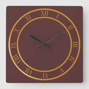 Einfache römische Numerobräune Quadratische Wanduhr