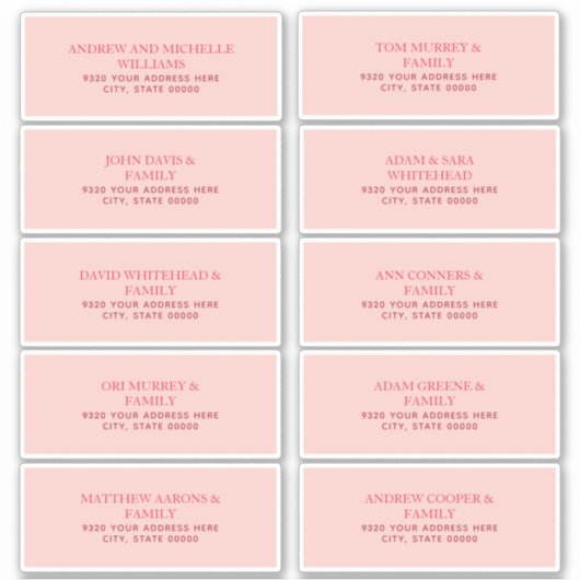 Einfache rosa Adressbezeichnungen Aufkleber (Vorderseite)