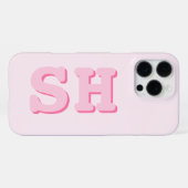 Einfache rosa Anfangsmonogramm iPhone Hülle (Rückseite (Horizontal))