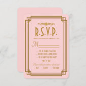 Einfache rosa Art Déco-Hochzeit RSVP-Karten RSVP Karte (Vorne/Hinten)