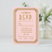 Einfache rosa Art Déco-Hochzeit RSVP-Karten RSVP Karte (Stehend Vorderseite)