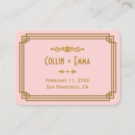 Einfache Rosa Art Déco Hochzeiten Platzkarten