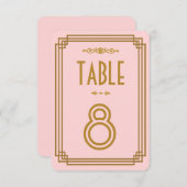 Einfache Rosa Art Déco Hochzeiten Tischnummern (Vorne/Hinten)