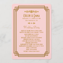 Einfache rosa Art-Déco-Hochzeitsprogramme Programm