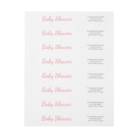 Einfache rosa Babyparty (Bogen)