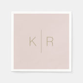 Einfache rosa Beige Gold Monogram Wedding Napkins Serviette (Vorderseite)