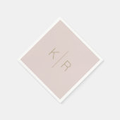 Einfache rosa Beige Gold Monogram Wedding Napkins Serviette (Ecke)