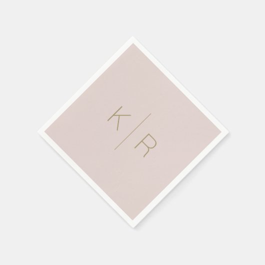 Einfache rosa Beige Gold Monogram Wedding Napkins Serviette (Ecke)