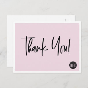 Einfache Rosa Black Company Logo Custom Vielen Dan Postkarte