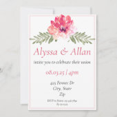 Einfache Rosa-Bläsereihe Einladung (Vorderseite)