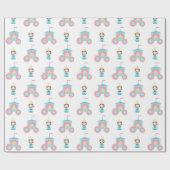 Einfache rosa blaue Prinzessin Geschenkpapier (Flach)