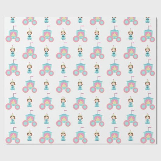 Einfache rosa blaue Prinzessin Geschenkpapier (Flach)