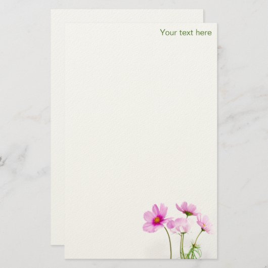 Einfache rosa Blume Briefpapier (Vorne/Hinten)
