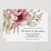 Einfache Rosa Blume Christliche Bibelhochzeit Einladung (Vorne/Hinten)