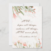 Einfache rosa Blume Grüne Christliche Hochzeit Einladung (Rückseite)