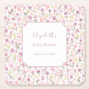 Einfache rosa Blumen Baby Shower Untersetzer
