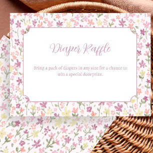 Einfache rosa Blumen Baby Shower Windel-Raffle-Kar Begleitkarte