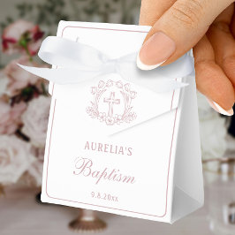 Einfache rosa Blumenkreuz Taufe Kleiner Zelt Geschenkschachtel