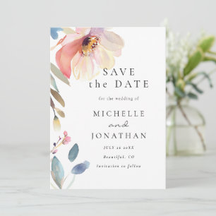 Einfache Rosa Blush Blume Moderne Christliche Hoch Save The Date