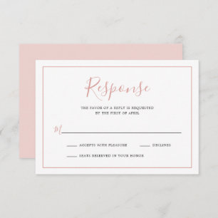 Einfache Rosa Border Elegante Hochzeit RSVP Karte