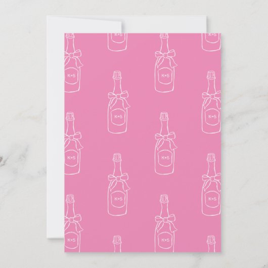 Einfache Rosa Bow Bridal Dusche Einladung (Rückseite)