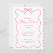 Einfache Rosa Bow Girly Coquette Babydusche Einladung (Vorderseite)
