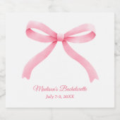 Einfache Rosa Bow Girly Junggeselinnen-Abschied De Schaumweinetikett (Einzelnes Label)