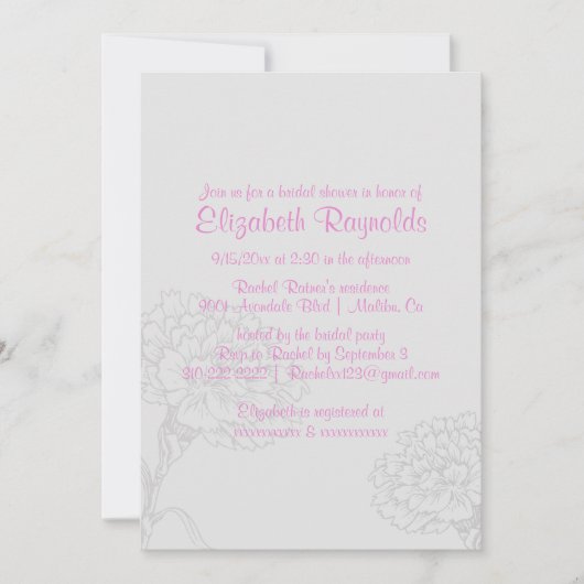 Einfache Rosa-Bridal-Dusche Einladung (Vorderseite)