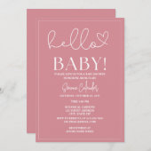 Einfache, rosa Dusche für Kinder Einladung (Vorne/Hinten)