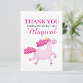 Einfache Rosa Einhorn Girls Geburtstag Dankeskarte (Stehend Vorderseite)