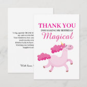 Einfache Rosa Einhorn Girls Geburtstag Dankeskarte (Vorne/Hinten)