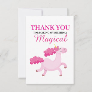 Einfache Rosa Einhorn Girls Geburtstag Dankeskarte