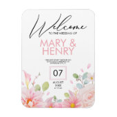 Einfache rosa elegante Blumen-Hochzeit speichern d Magnet (Vertikal)