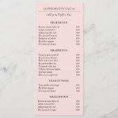 Einfache rosa Elegante Moderne Preisliste (Vorderseite)