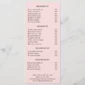 Einfache rosa Elegante Moderne Preisliste (Rückseite)