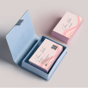 Einfache Rosa Farbe des Wassers Qr Visitenkarte