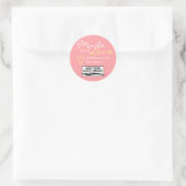 Einfache Rosa Farbe Made with Liebe Logo Template Runder Aufkleber (Tasche)