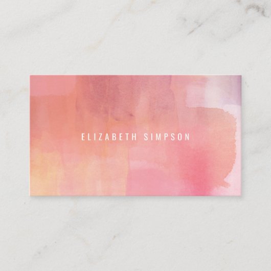 Einfache Rosa Farbe Minimal Wasserfarbe Visitenkarte (Vorderseite)