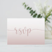 Einfache rosa Farbkalligrafie Hochzeit RSVP (Stehend Vorderseite)