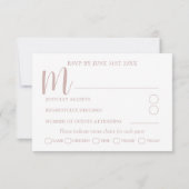 Einfache rosa Farbkalligrafie Hochzeit RSVP (Rückseite)