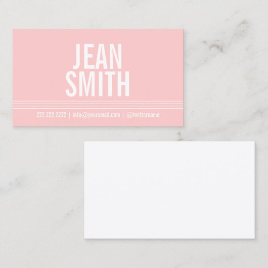 Einfache, rosa, fett-minimale Rufkarte Telefonnummerkarte (Vorne/Hinten)