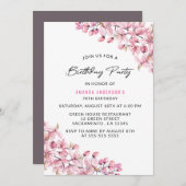 Einfache Rosa Flora 70. Geburtstag Einladung (Vorne/Hinten)