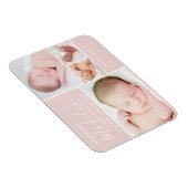 Einfache Rosa Foto Collage Baby Girl Birth Magnet (Rechte Seite)