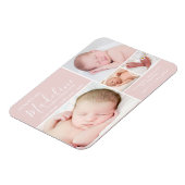Einfache Rosa Foto Collage Baby Girl Birth Magnet (Linke Seite)