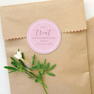 Einfache rosa Geburtstagskalligrafie - Niedliches Runder Aufkleber