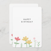 Einfache Rosa Gelbe Wildblume Geburtstagskarte Feiertagskarte (Vorne/Hinten)
