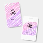 Einfache Rosa Glitzer Textur funkeln Logo-Text hin Ausweis (Vorder- & Rückseite)