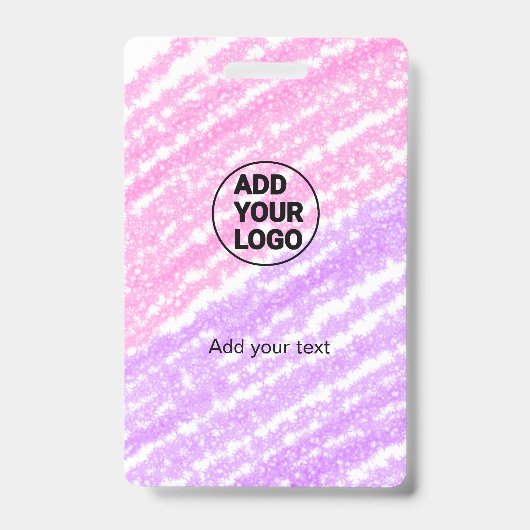 Einfache Rosa Glitzer Textur funkeln Logo-Text hin Ausweis (Vorderseite)
